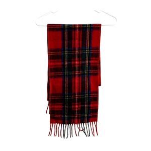 Patrick King Woollen Mills Scotland Red Tartan Plaid Merino Wool Pocket Scarf